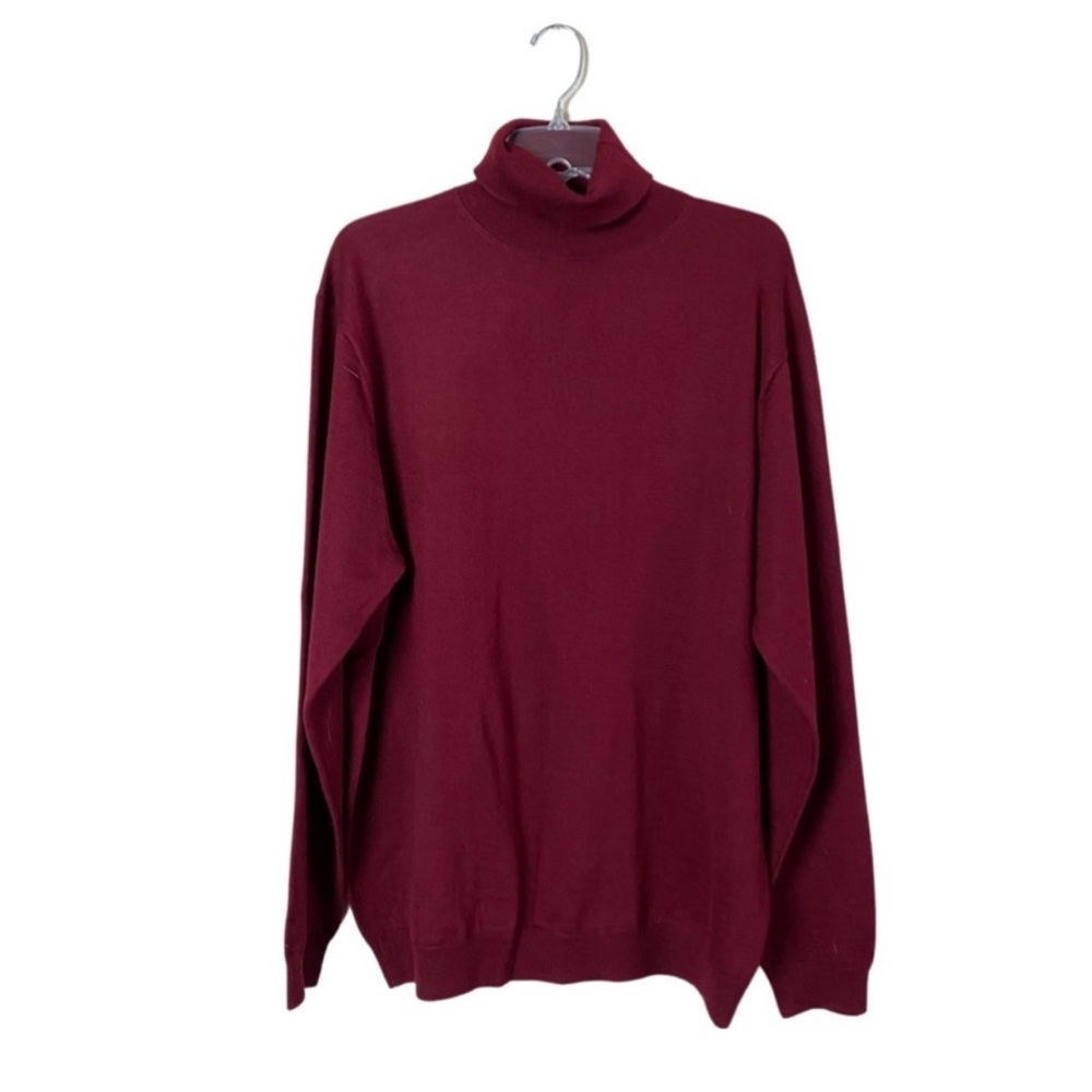 Vintage Linea Uomo Burgundy Wool Blend Turtleneck Sweater Size XL